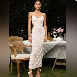 Bella Barnett Teresa Pearl Sequin Midi Dress – Size Medium (NWT)